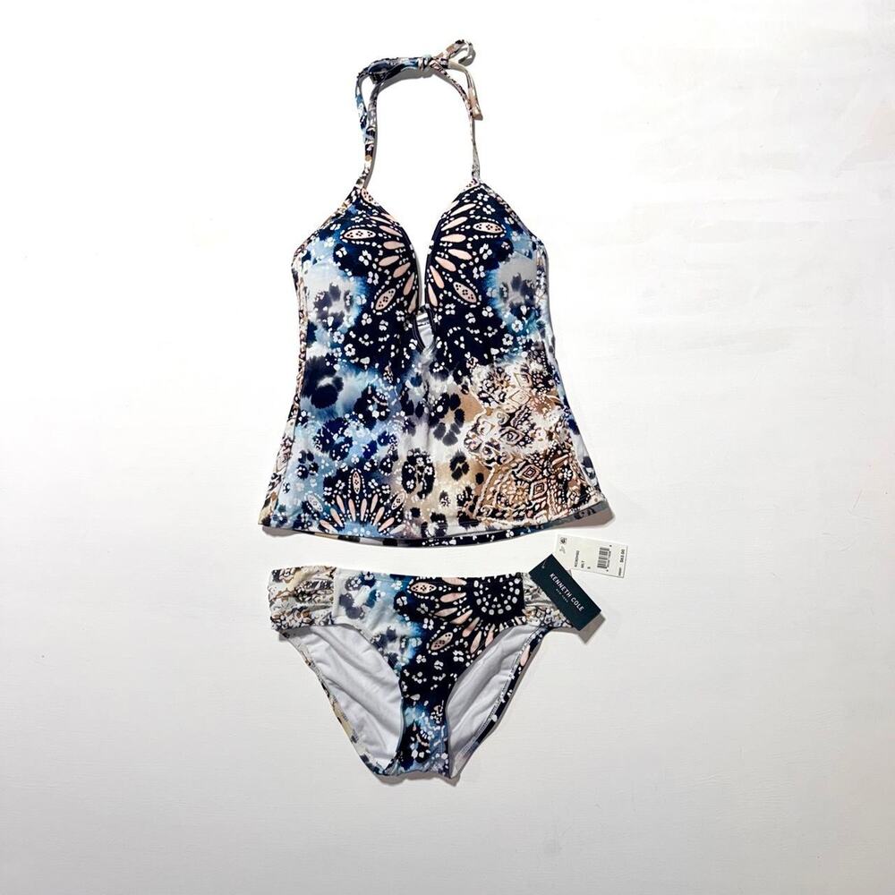 NWT Kenneth Cole New York Multi Pattern Paisley/Leopard Tankini Set